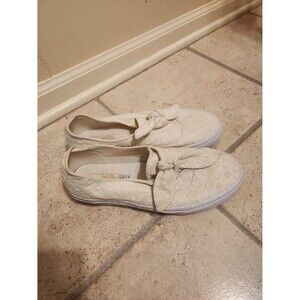 Vans Cream Eyelet Lace-Design Slip-on Shoes Men's 8.5 Women's 10